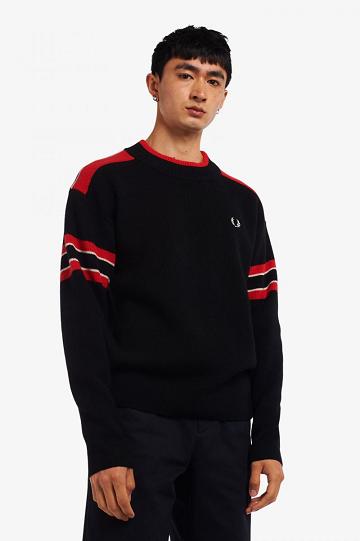 Black Fred Perry K2802 Men's Knitwear | PH 1303DFMN